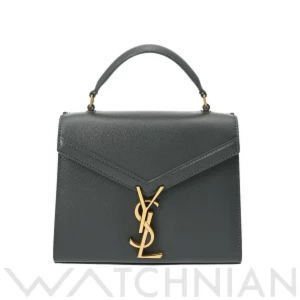 Saint Laurent Cassandra Top Handle Bag Gray Grain Leather Handbag